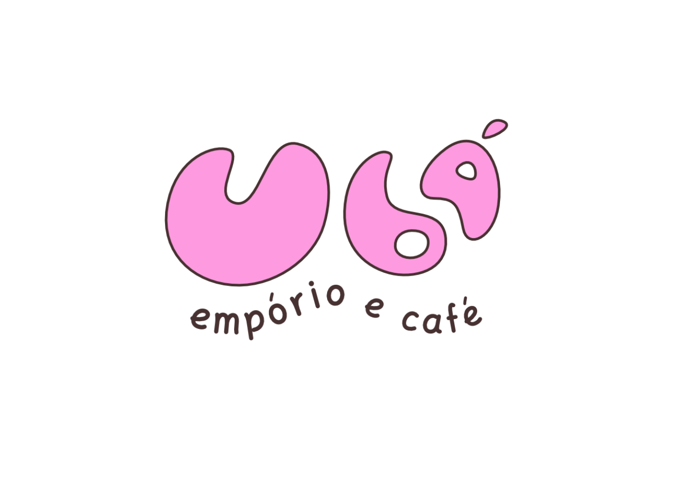 Logotipo da marca Ubá na cor rosa. Abaixo a tagline Empório e Café.